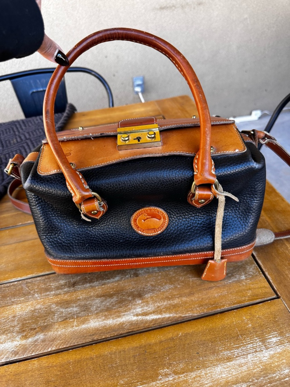 Vintage Dooney & Bourke Doctor Satchel Bag Very Good Condition Black Leather